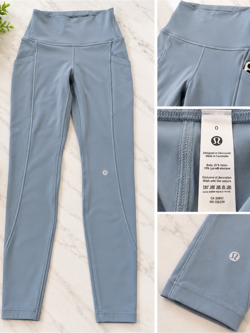 Lulu lemon athletica High-Rise Pocket Leggings - Dusty Blue Gray size 0